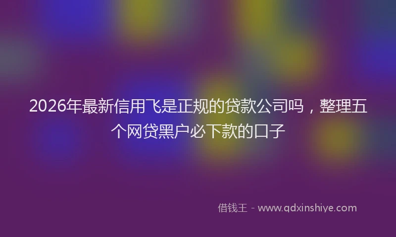 2026年最新信用飞是正规的贷款公司吗，整理五个网贷黑户必下款的口子