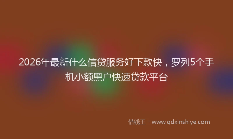 2026年最新什么信贷服务好下款快，罗列5个手机小额黑户快速贷款平台