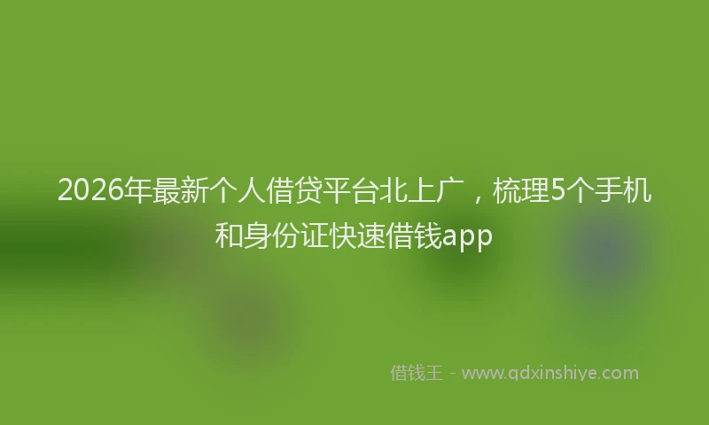 2026年最新个人借贷平台北上广，梳理5个手机和身份证快速借钱app