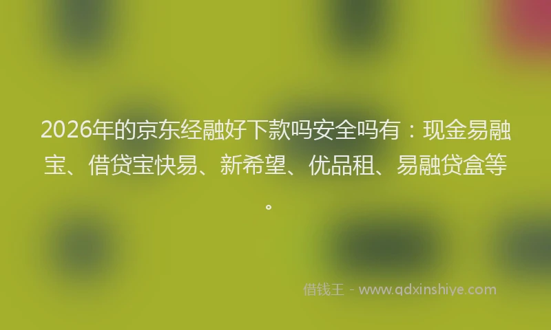 2026年的京东经融好下款吗安全吗有：现金易融宝、借贷宝快易、新希望、优品租、易融贷盒等。