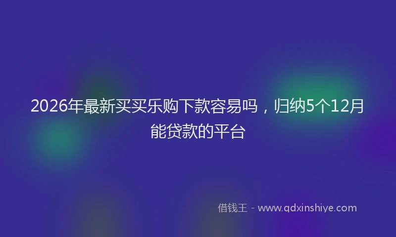 2026年最新买买乐购下款容易吗，归纳5个12月能贷款的平台