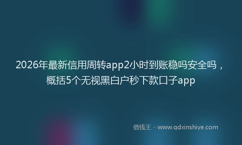 2026年最新信用周转app2小时到账稳吗安全吗，概括5个无视黑白户秒下款口子app