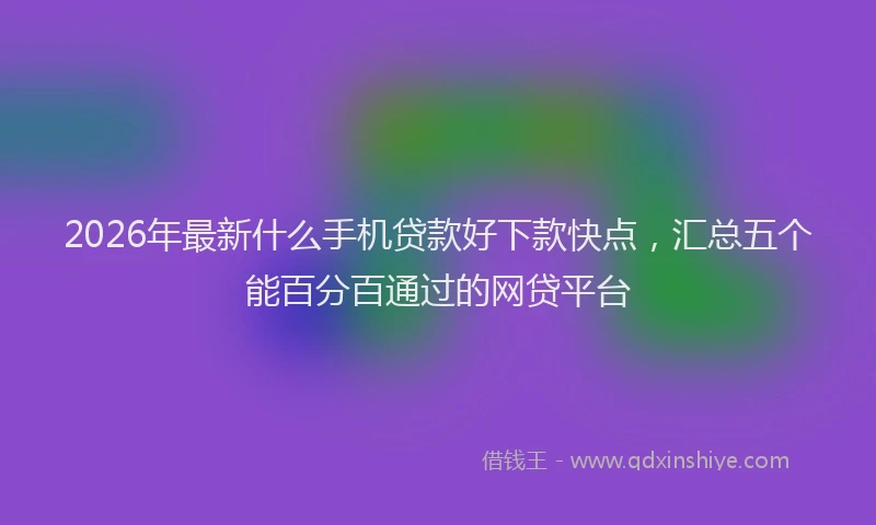 2026年最新什么手机贷款好下款快点，汇总五个能百分百通过的网贷平台
