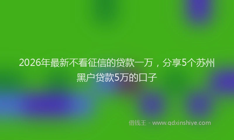 2026年最新不看征信的贷款一万，分享5个苏州黑户贷款5万的口子