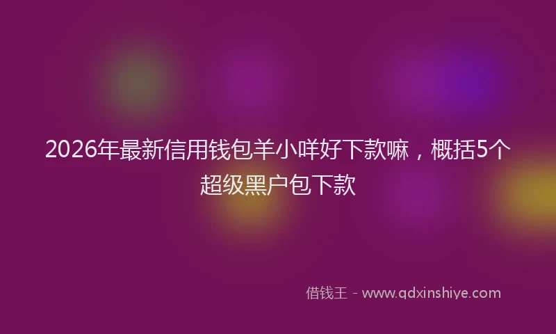 2026年最新信用钱包羊小咩好下款嘛，概括5个超级黑户包下款