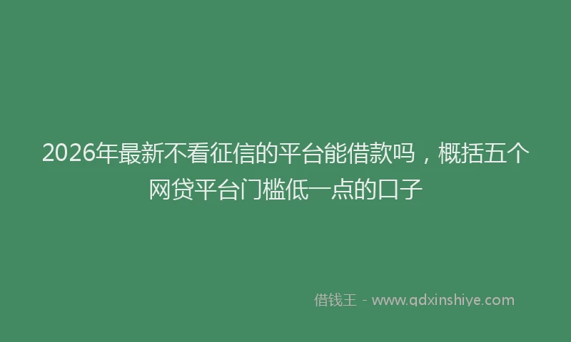 2026年最新不看征信的平台能借款吗,概括五个网贷平台门槛低一点的口子