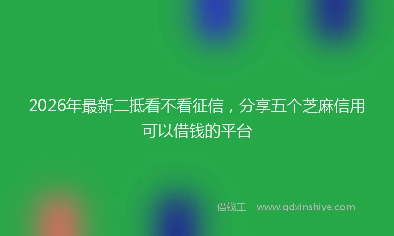 2026年最新二抵看不看征信，分享五个芝麻信用可以借钱的平台
