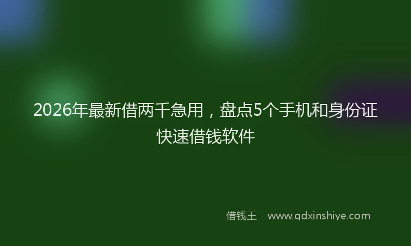 2026年最新借两千急用，盘点5个手机和身份证快速借钱软件