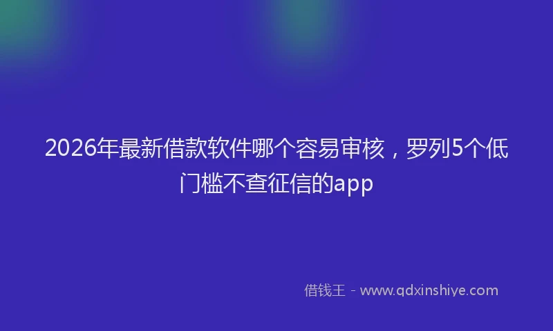 2026年最新借款软件哪个容易审核，罗列5个低门槛不查征信的app