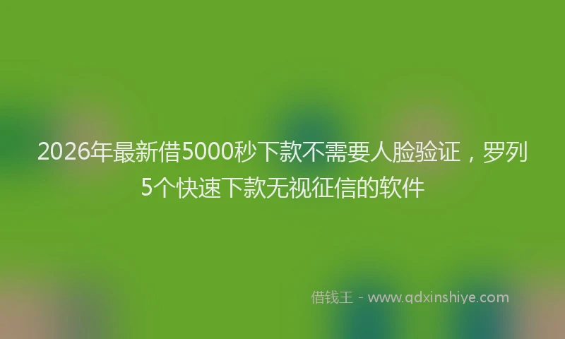 2026年最新借5000秒下款不需要人脸验证，罗列5个快速下款无视征信的软件