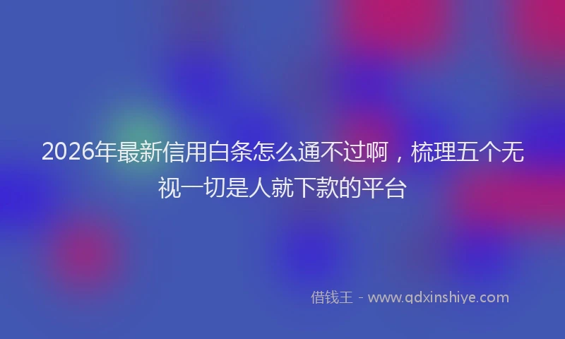 2026年最新信用白条怎么通不过啊,梳理五个无视一切是人就下款的平台