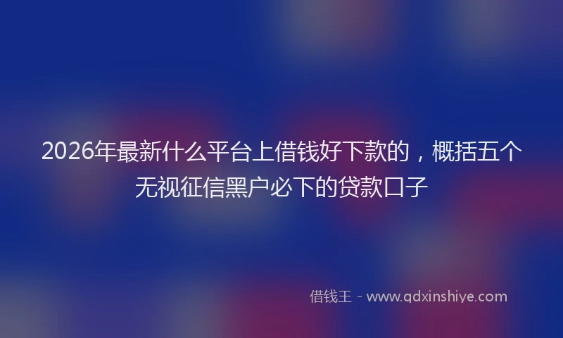 2026年最新什么平台上借钱好下款的，概括五个无视征信黑户必下的贷款口子