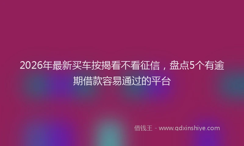 2026年最新买车按揭看不看征信，盘点5个有逾期借款容易通过的平台