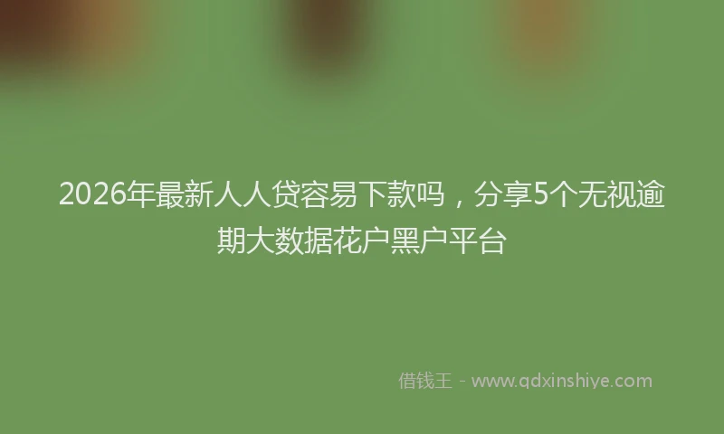 2026年最新人人贷容易下款吗，分享5个无视逾期大数据花户黑户平台