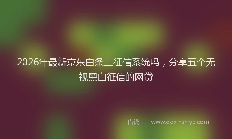 2026年最新京东白条上征信系统吗，分享五个无视黑白征信的网贷