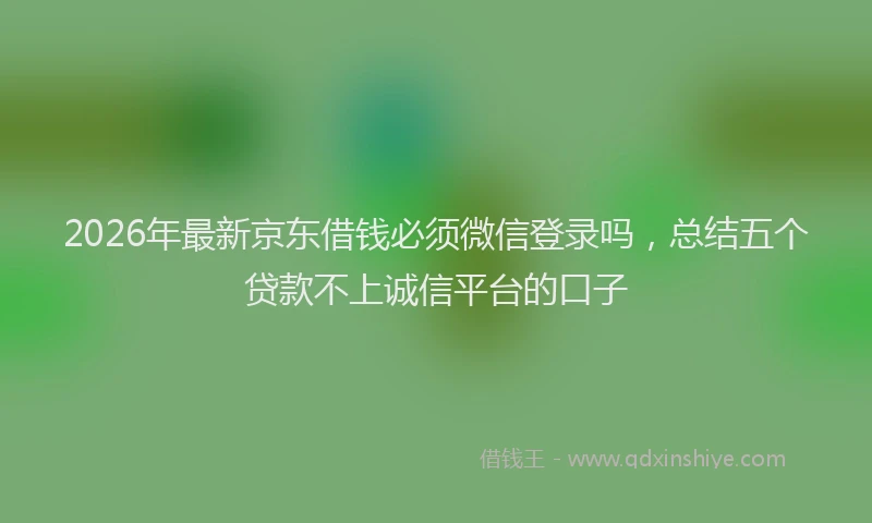 2026年最新京东借钱必须微信登录吗，总结五个贷款不上诚信平台的口子