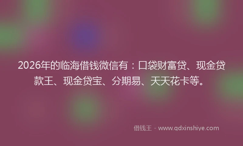 2026年的临海借钱微信有：口袋财富贷、现金贷款王、现金贷宝、分期易、天天花卡等。