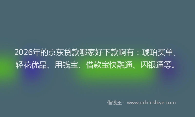 2026年的京东贷款哪家好下款啊有：琥珀买单、轻花优品、用钱宝、借款宝快融通、闪银通等。