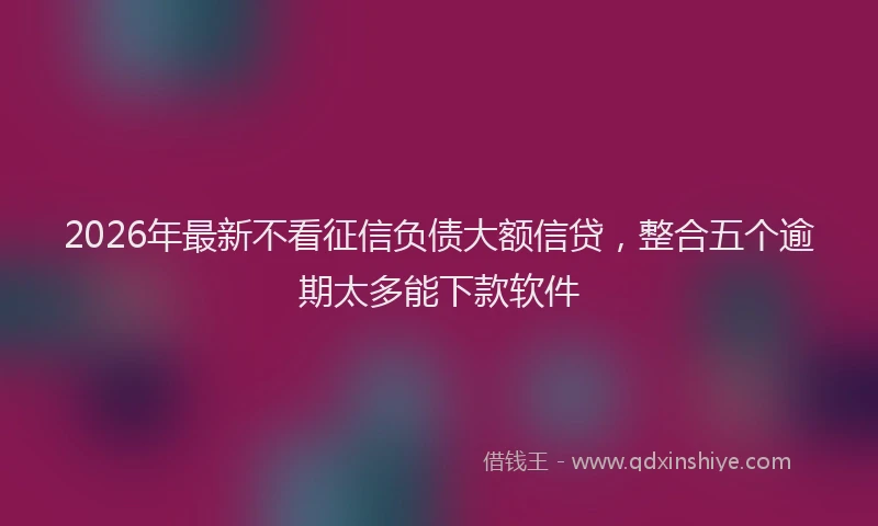 2026年最新不看征信负债大额信贷，整合五个逾期太多能下款软件