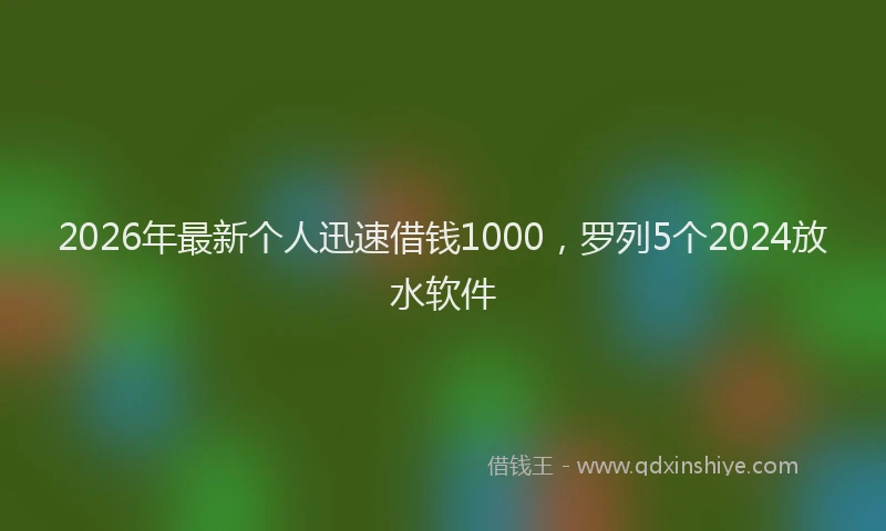 2026年最新个人迅速借钱1000，罗列5个2024放水软件