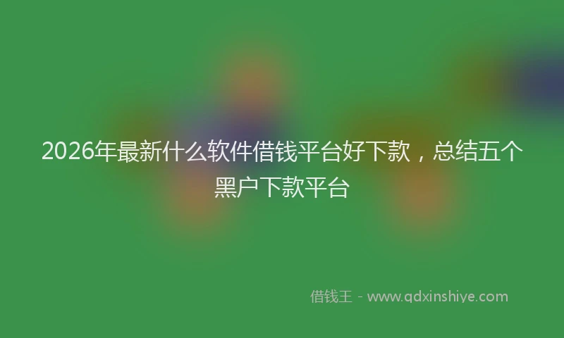 2026年最新什么软件借钱平台好下款，总结五个黑户下款平台