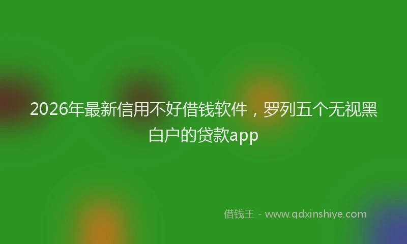 2026年最新信用不好借钱软件，罗列五个无视黑白户的贷款app