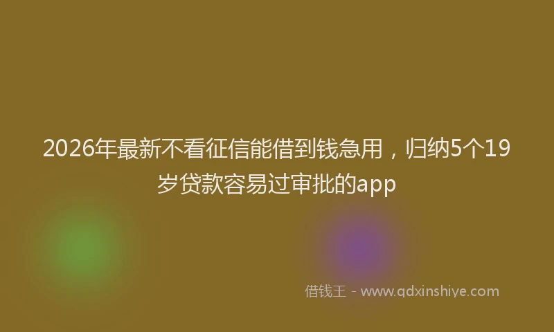 2026年最新不看征信能借到钱急用，归纳5个19岁贷款容易过审批的app
