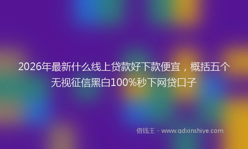 2026年最新什么线上贷款好下款便宜，概括五个无视征信黑白100%秒下网贷口子