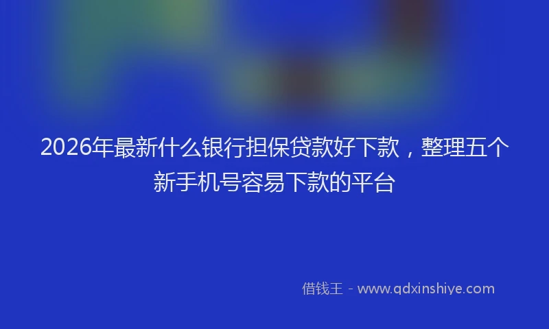 2026年最新什么银行担保贷款好下款，整理五个新手机号容易下款的平台