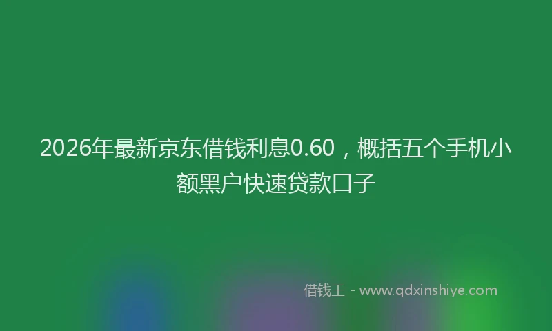 2026年最新京东借钱利息0.60，概括五个手机小额黑户快速贷款口子