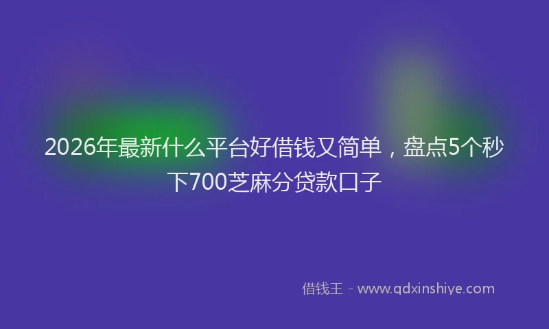 2026年最新什么平台好借钱又简单，盘点5个秒下700芝麻分贷款口子