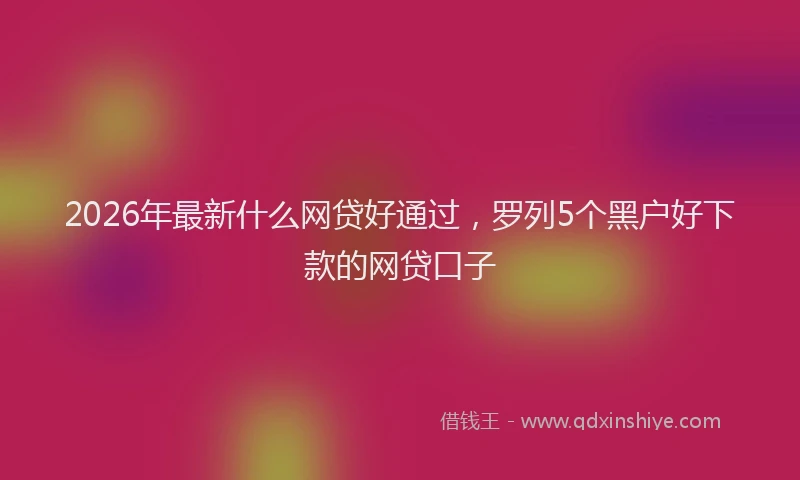 2026年最新什么网贷好通过,罗列5个黑户好下款的网贷口子