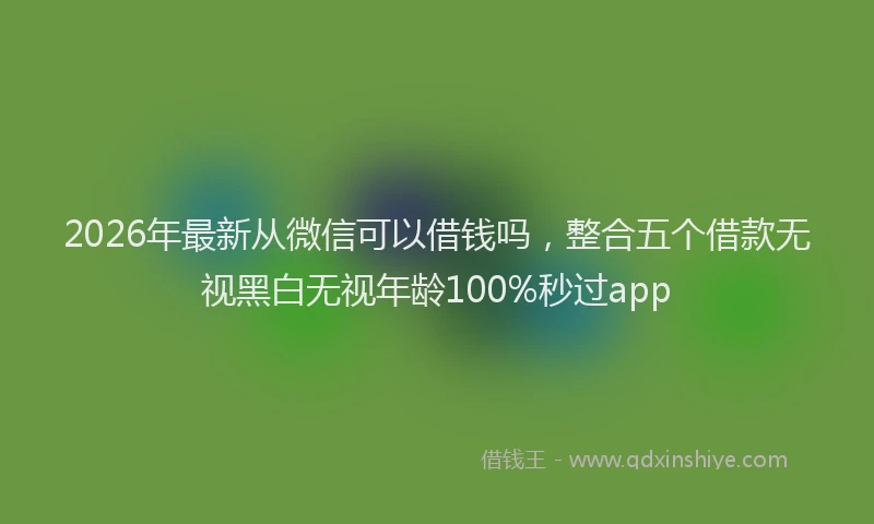 2026年最新从微信可以借钱吗，整合五个借款无视黑白无视年龄100%秒过app