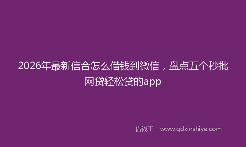 2026年最新信合怎么借钱到微信，盘点五个秒批网贷轻松贷的app