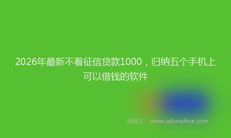 2026年最新不看征信贷款1000,归纳五个手机上可以借钱的软件