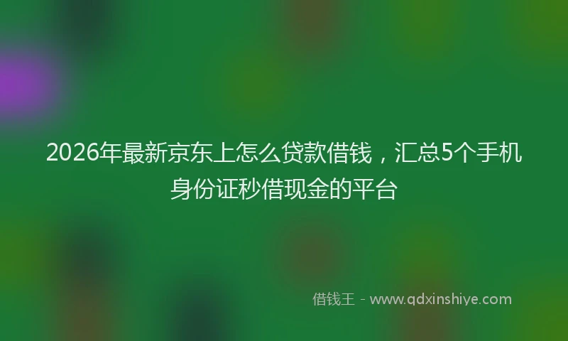 2026年最新京东上怎么贷款借钱，汇总5个手机身份证秒借现金的平台