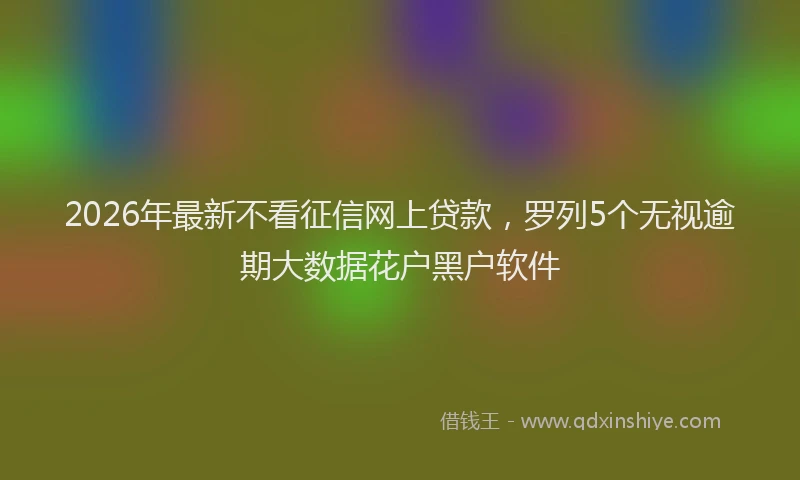 2026年最新不看征信网上贷款，罗列5个无视逾期大数据花户黑户软件