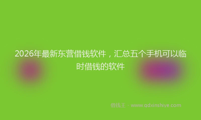 2026年最新东营借钱软件,汇总五个手机可以临时借钱的软件