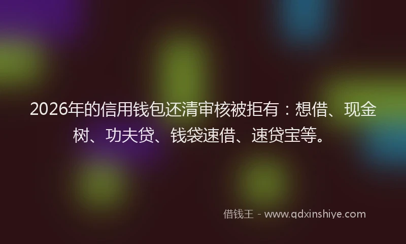2026年的信用钱包还清审核被拒有：想借、现金树、功夫贷、钱袋速借、速贷宝等。