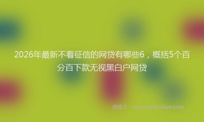 2026年最新不看征信的网贷有哪些6，概括5个百分百下款无视黑白户网贷