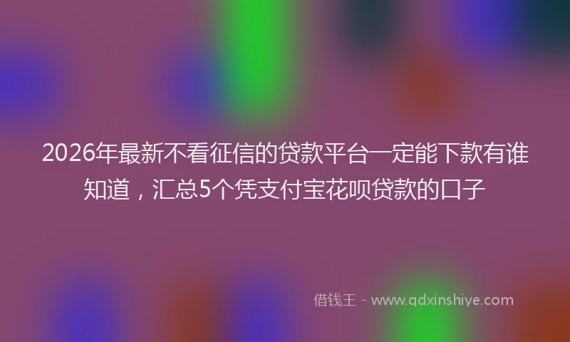 2026年最新不看征信的贷款平台一定能下款有谁知道，汇总5个凭支付宝花呗贷款的口子