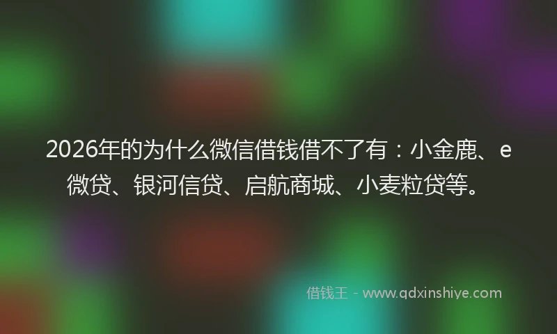 2026年的为什么微信借钱借不了有：小金鹿、e微贷、银河信贷、启航商城、小麦粒贷等。