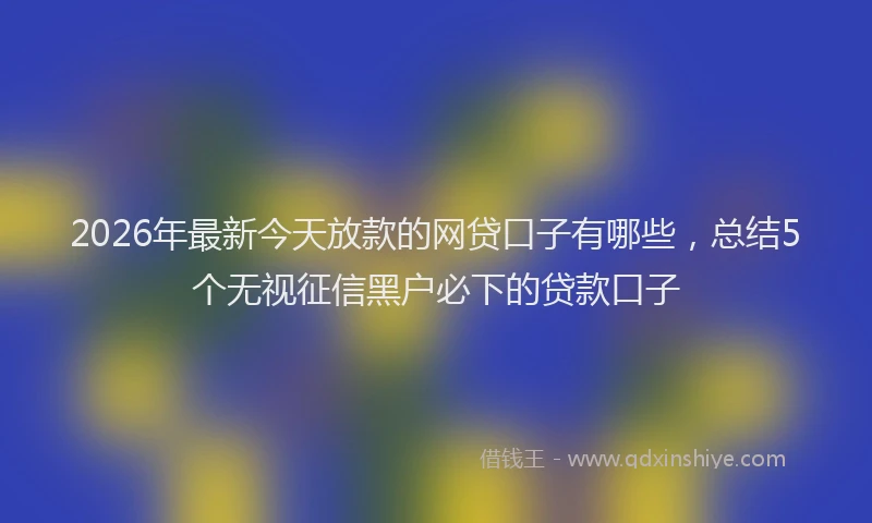 2026年最新今天放款的网贷口子有哪些,总结5个无视征信黑户必下的贷款口子