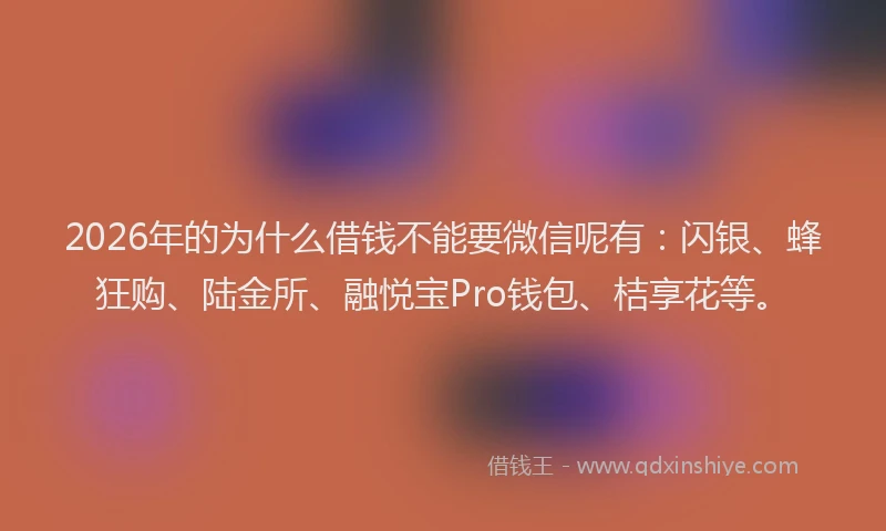 2026年的为什么借钱不能要微信呢有：闪银、蜂狂购、陆金所、融悦宝Pro钱包、桔享花等。
