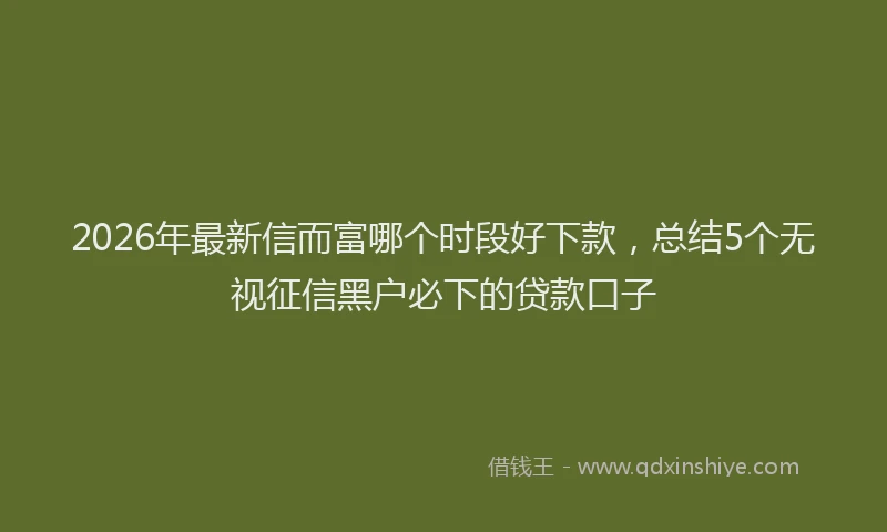 2026年最新信而富哪个时段好下款,总结5个无视征信黑户必下的贷款口子