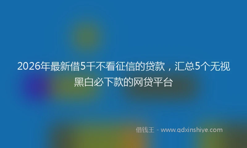 2026年最新借5千不看征信的贷款，汇总5个无视黑白必下款的网贷平台