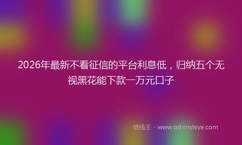 2026年最新不看征信的平台利息低,归纳五个无视黑花能下款一万元口子