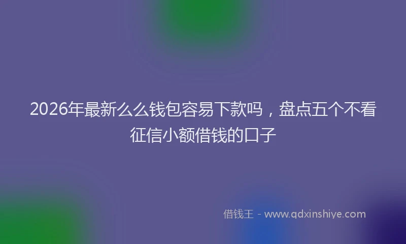 2026年最新么么钱包容易下款吗，盘点五个不看征信小额借钱的口子