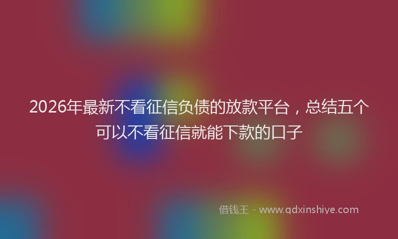 2026年最新不看征信负债的放款平台，总结五个可以不看征信就能下款的口子