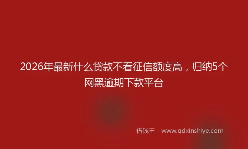 2026年最新什么贷款不看征信额度高,归纳5个网黑逾期下款平台